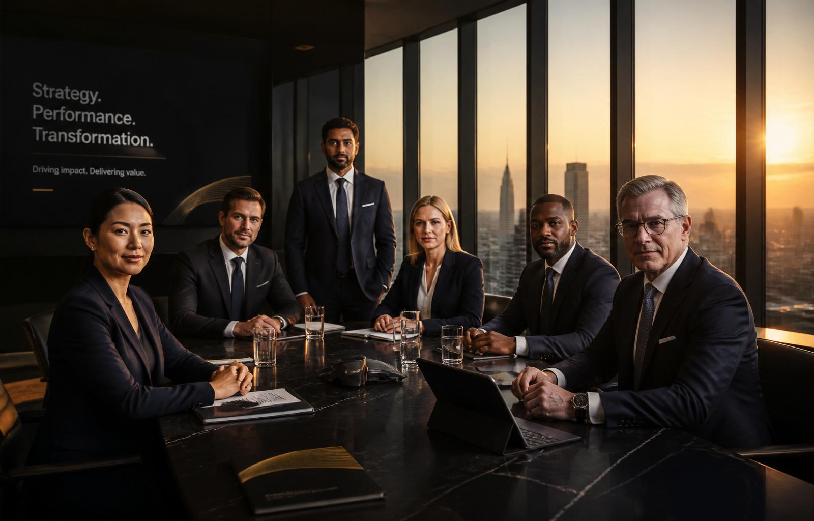 Global executive leadership boardroom
